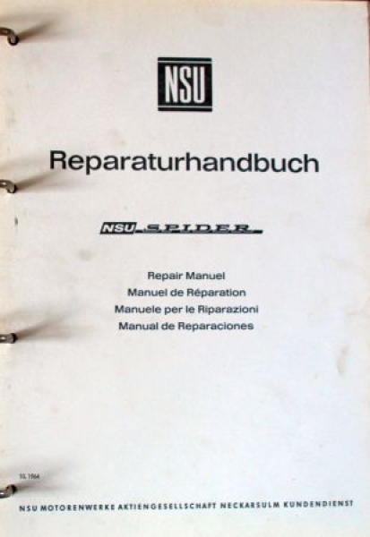 NSU Wankel Spider 1964 Repairmanual in original file (7301)